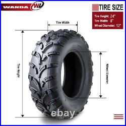 2 Front ATV Tire 24x8-12 24x8x12 for 2000-2017 Honda Fourtrax Rancher 24x8.00-12