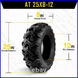 2 pcs ATV UTV TIRES 25X8-12 25X8X12 6PR DURABLE DEEP TREAD All Terrin