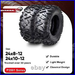 24x8-12 & 24x10-12 UTV ATV Tires 6-Ply Full Set Bighorn Style Solid Tread