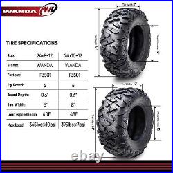 24x8-12 & 24x10-12 UTV ATV Tires 6-Ply Full Set Bighorn Style Solid Tread