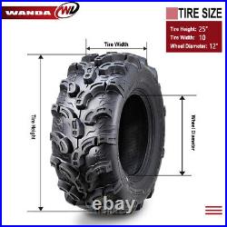 25x10-12 25x10x12 UTV ATV Tire 25x10.00-12 6PR Wanda 375 Ultra Deep Tread Mud