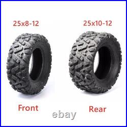 2pcs Front 25x8-12'' + 2pcs Rear 25x10-12 ATV Tires 6PR ATV UTV Mower Quad Buggy