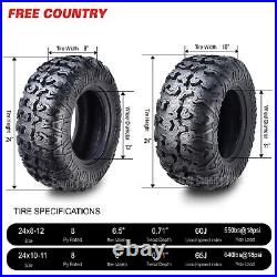 4 FREE COUNTRY Premium ATV/UTV Tires 24x8-12 & 24X10-11 8PR withScuff Guard