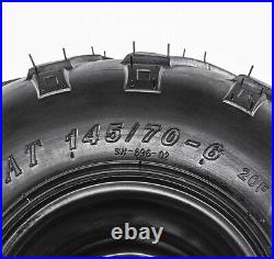 4 Pack 145/70-6 14x6-6 ATV Tires Wheels with Rims Tubeless Tire for Go Kart UTV