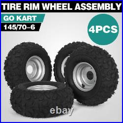 4X Go-kart ATV Tire with Wheel Assembly 145/70-6 inch Rim Go kart Mini Bike
