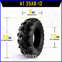 For 25x8-12 ATV UTV Tires Go Kart 25x8x12 Golf Cart All Terrain 6Ply 25-8-12