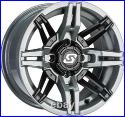 Kit 4 AMS Street Fox Tires 23x10-14 on Sedona Rukus LE Gray Narrow Wheels HP1K