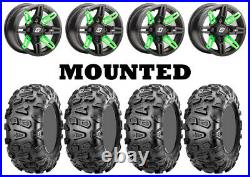 Kit 4 CST Abuzz Tires 26x9-14/26x11-14 on Sedona Rukus Green Wheels FXT