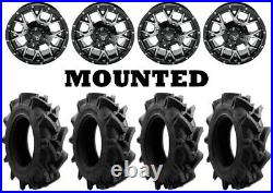 Kit 4 EFX MotoHavok Tires 28x8.5-14 on Quadboss Barbwire Machined Wheels VIK