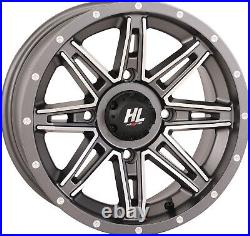 Kit 4 EFX MotoMax Tires 27x10-14 on High Lifter HL22 Gray Wheels 550