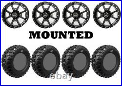 Kit 4 GBC Kanati Mongrel Tires 27x9-14/27x11-14 on Frontline 556 Black POL