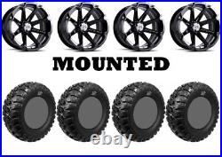 Kit 4 GBC Kanati Mongrel Tires 28x10-14 on MSA M12 Diesel Black Wheels SRA