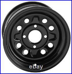 Kit 4 ITP Mega Mayhem Tires 27x9-12/27x11-12 on Quadboss Steely Black Wheels TER
