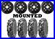 Kit 4 ITP Mega Mayhem Tires 28×9-14 on Quadboss Steely Black Wheels 550