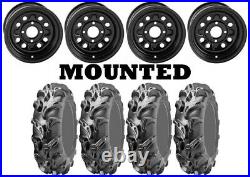 Kit 4 ITP Mega Mayhem Tires 28x9-14 on Quadboss Steely Black Wheels 550