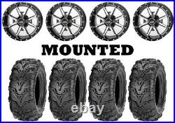 Kit 4 ITP Mud Lite II 2 Tires 26x9-12 on Frontline 556 Machined Wheels 1KXP