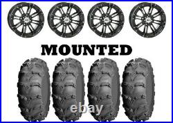 Kit 4 ITP Mud Lite XL Tires 27x10-12/27x12-12 on STI HD3 Gloss Black Wheels FXT