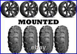 Kit 4 ITP Mud Lite XL Tires 27x10-12 on Raceline Scorpion Black Wheels H700