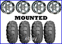 Kit 4 ITP Mud Lite XL Tires 27x9-12/27x12-12 on ITP SS212 Machined Wheels H700