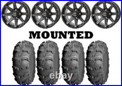 Kit 4 ITP Mud Lite XL Tires 28x10-14 on Frontline 308 Matte Gray Wheels FXT