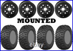 Kit 4 ITP Terra Claw Tires 27x9-14/27x11-14 on Quadboss Steely Black Wheels 550