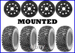 Kit 4 Maxxis Workzone Tires 25x10-12 on ITP Delta Steel Black Wheels CAN