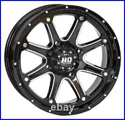 Kit 4 Moose Splitter Tires 26x9-12/26x11-12 on STI HD4 Gloss Black Wheels IRS