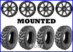 Kit 4 Moose Splitter Tires 26x9-12/26x11-12 on STI HD4 Gloss Black Wheels POL