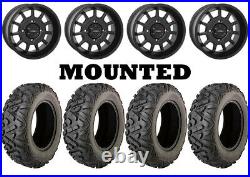 Kit 4 Moose Switchback Tires 26x10-14 on System 3 ST-5 Matte Black Wheels 550