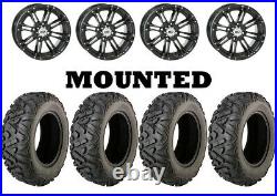 Kit 4 Moose Switchback Tires 27x9-14/27x10-14 on STI HD3 Gloss Black Wheels FXT