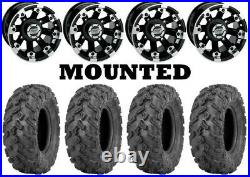 Kit 4 Quadboss QBT447 Tires 26x9-12/26x11-12 on Moose 393X Black Wheels POL