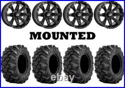 Kit 4 Sedona Buck Snort Tires 27x9-14 on Sedona Sparx Black Narrow Wheels CAN