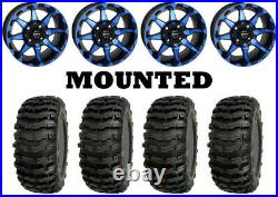Kit 4 Sedona Buzz Saw Tires 26x9-14/26x11-14 on STI HD6 Blue Wheels 550