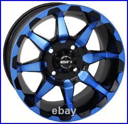Kit 4 Sedona Buzz Saw Tires 26x9-14/26x11-14 on STI HD6 Blue Wheels 550