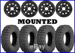 Kit 4 Sedona Coyote Tires 27x9-12/27x11-12 on ITP Delta Steel Black Wheels POL