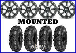 Kit 4 Sedona Mud Rebel Tires 27x10-14 on ITP Inertia Beadlock Black Wheels POL