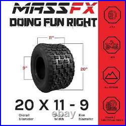 MASSFX 20x11-9 Rear Tire Durable 4 Ply 1/2 Tread Depth for ATV & UTV (2 Pack)