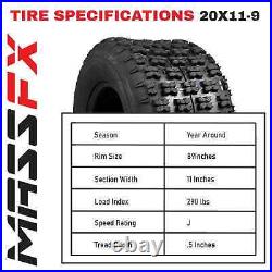 MASSFX 20x11-9 Rear Tire Durable 4 Ply 1/2 Tread Depth for ATV & UTV (2 Pack)