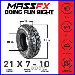 MASSFX 21x7-10 Front (2) & 20x11-9 Rear (2) Tires for ATV, UTV, & SxS (4-pk)