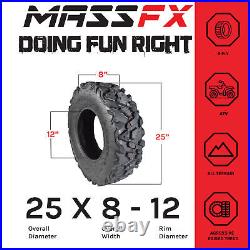 MASSFX 25x8-12 25x11-10 Front & Rear Tires Durable 6 Ply for ATV & UTV (4 Pack)