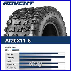 OBOR Set 2 20X11-8 ATV Tires 20X11X8 6PR UTV All Terrain Tyre Heavy Duty Tubeles