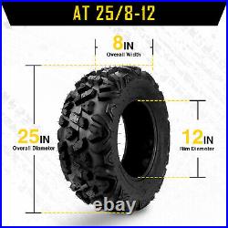 Pair 25x8-12 ATV UTV Tires Go Kart 25x8x12 Golf Cart All Terrain 6Ply 25-8-12