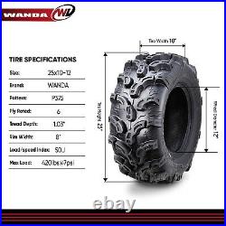 SET 2 WANDA ATV/UTV Tire 25x10-12 25x10x12 6PR Ultra Deep Tread Mud