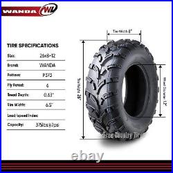 SET 2 WANDA ATV UTV Tires 26x8-12 26x8x12 6PR Lite MUD