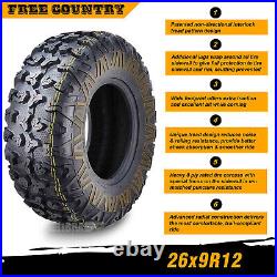 Set 2 FREE COUNTRY Premium ATV/UTV tires 26x9R12 8PR Radial withSide Scuff Guard