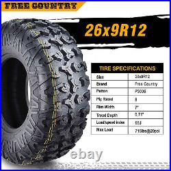 Set 2 FREE COUNTRY Premium ATV/UTV tires 26x9R12 8PR Radial withSide Scuff Guard