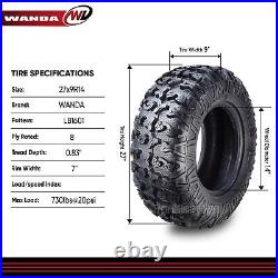 Set 2 Premium Wanda ATV UTV Tires 27x9R14 Radial 8PR Side Scuff Guard