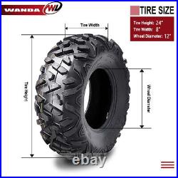 Set 2 WANDA ATV UTV Tires 24x8-12 24x8x12 6 Ply Bighorn Style 10374