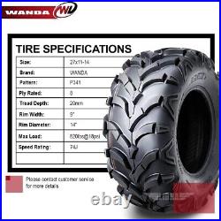 Set 2 WANDA UTV ATV Tires 27x11-14 27x11x14 8PR Solid Mud 20mm Tread
