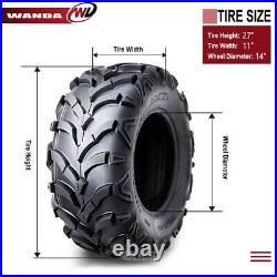 Set 2 WANDA UTV ATV Tires 27x11-14 27x11x14 8PR Solid Mud 20mm Tread